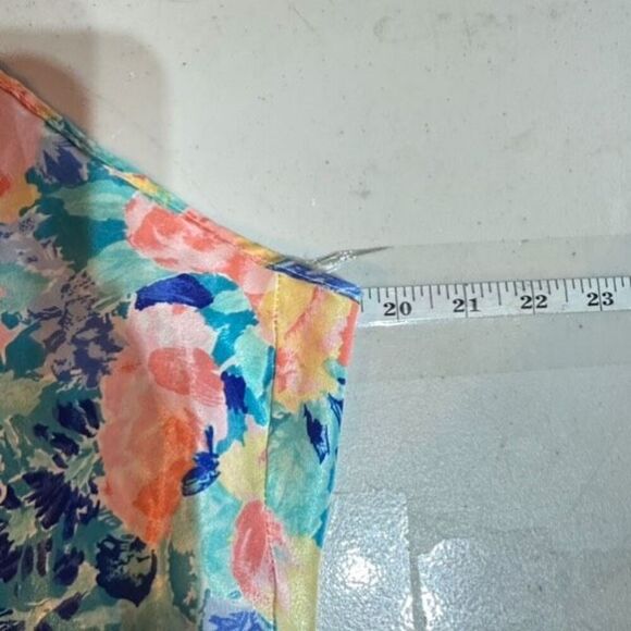 Vintage 90s Sedu Women's Floral Satin Slip Dress Lingerie Multicolor Medium - Picture 7 of 10